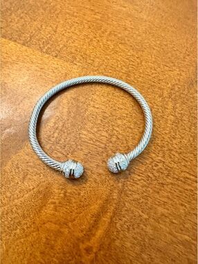 Silver Tone Twisted Cable Cuff Bracelet 357